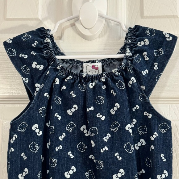 Hello Kitty Girl Blue Jean Short Sleeve Romper - Picture 2 of 12